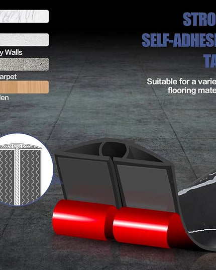 Floor Cord Cover Self Adhesive Cord Hider,3.3FT Cable Management, Extension Strip Protector for Wires, Prevent Cable Trips for Offices, Gyms, Exhibitions Cavity:0.47"(W) x 0.35"(H) Black Stone