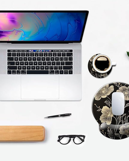 Ergonomic Mouse Pad with Wrist Support,Mouse Pad with Wrist Rest,Relieve Wrist Pain Mousepad Non-Slip Rubber Base,Mouse Pads for Desk,Computers,Laptop,Office,Home,Accessories Aesthetic Flowers