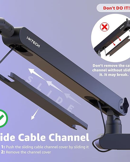 IXTECH Mic Arm Desk Mount, Low Profile 360° Swivel Mic Boom Arm, Adjustable Microphone Arm with Detachable Rise Column and Built-In Cable Management for Streaming and Recording.