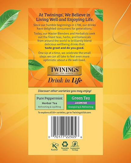 Twinings Lemon & Ginger Herbal Tea Individually Wrapped Bags, 50 Count (Pack of 6), Tangy Lemon & Spicy Ginger, Naturally Caffeine-Free, Enjoy Hot or Iced, 300 Teabags