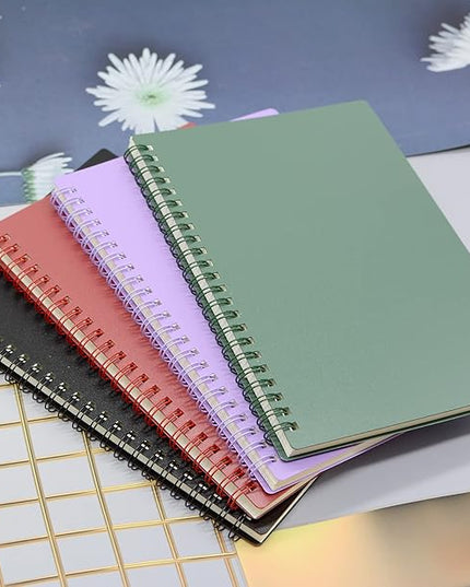 Yansanido Spiral Notebook, 8 Pcs A5 Thick Plastic Hardcover 7mm College Ruled 8 Color 80 Sheets -160 Pages Journals for Study, Work, Travel and Notes (A5, 8 Pcs 8 Color)