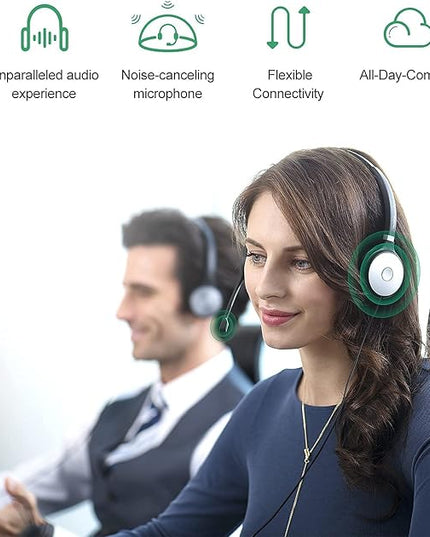 Yealink UH36 Professional USB Headset Wired Headphones for Work Calls and Music, Headset with Noise Cancelling Mic for Computer PC Laptop（UC Compatible, Mono,3.5mm Jack/USB Connection）