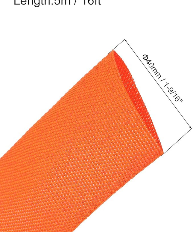 MECCANIXITY Braided Cable Sleeves Heat Shrinkable Fabric Sleeving, 1 9/16" 16ft Orange 2:1 Ratio Heat Shrinkable Cord Protector for Harness Cable, Network Cable Protection, Cable Management
