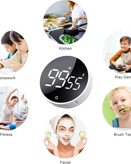 AVINIA Digital Kitchen Timers, Visual timers Large LED Display Magnetic Countdown Countup Timer for Classroom Cooking Fitness Baking Studying Teaching, Easy for Kids and Seniors White