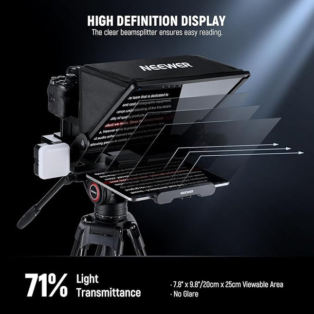 Neewer Teleprompter X14 III with RT113 Remote/App Control, 45° Tilt 14" Beamsplitter All Metal Frame Upgraded Camera Mount QR Plate Compatible with Manfrotto 501PL for iPhone iPad DSLR, Assembly Free