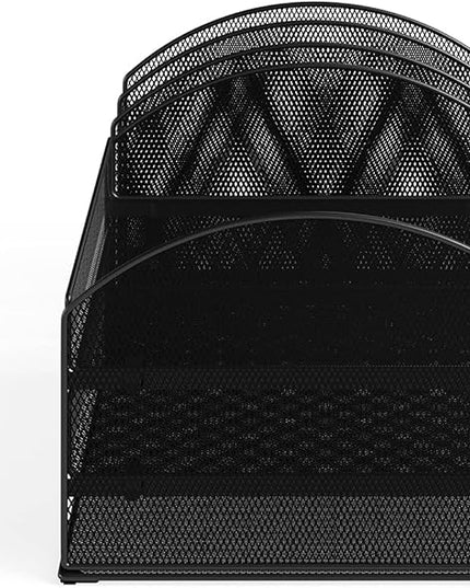 Safco 3213BLKD Onyx Steel Desk Organizer 3 Horizontal, 3 Upright Sections, Perfect for Destkop Ogranization in the Home, Office or Classroom, Black