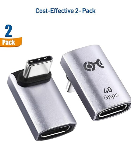 Cable Matters 2-Pack 40Gbps Right Angle USB C Adapter, Up to [4K@240Hz Video, 240W Charging, 40Gbps Data Transfer] 90 Degree USB C Adapter, Compatible with Thunderbolt 4, iPhone 16, Steam Deck