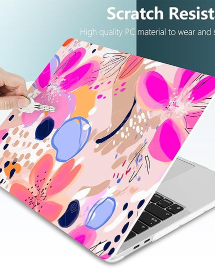 DONGKE Compatible with MacBook Pro 13 inch Case 2024 2023-2020 Release A2338 M2/M1 A2251 A2289 with Retina Display & Touch ID, Plastic Hard Shell & Keyboard Cover & Screen Film - Floral Artistic