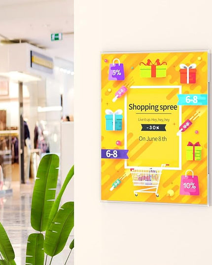 HIIMIEI 12 Pack Clear Acrylic Wall Mount 8.5x11 Sign Holder, Portrait Door Plexiglass Display Sign Holder Adhesive with 3M Tape, Plastic Photo Ads Frames Used in Office Hospital Hotel Store