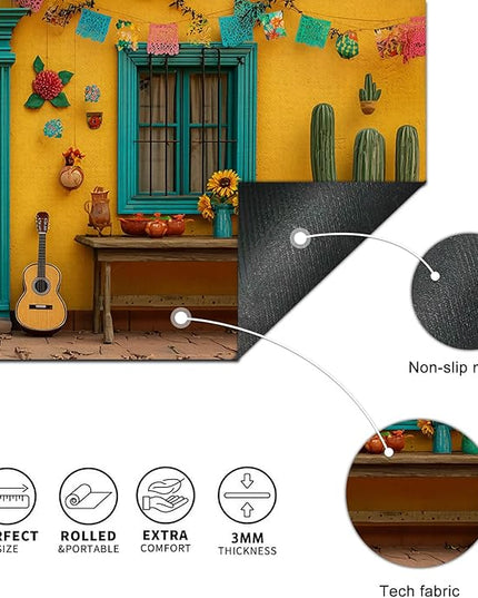 Mouse Pad Gaming Mousepad 31.5 x 11.8 Inch Mexican Courtyard Floral Artwork Diatomite Large Keyboard Desktop Mat XL Mouse Pad for Home and Office Desk Accessories
