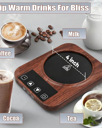 Coffee Mug Warmer, Smart Cup Warmer for Desk with 9 Temperature Settings (100℉-180℉), Auto Shut Off 1-12H Timer, LED Indicator, 4 inch Heating Plate for Coffee, Tea, Milk, Candle Warming