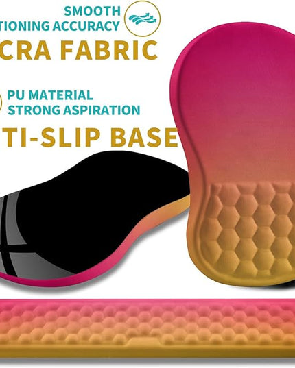 Hokafenle 2 in 1 Ergonomic Mouse Pad Wrist Support & Wrist Rest for Computer Keyboard Set, with Relieve Carpal Tunnel Pain Massage Bulge and Full Memory Gel Design (2In1 Set, Sunset Glow)