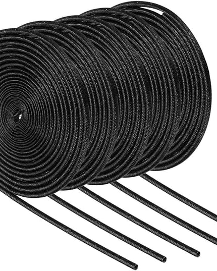 MECCANIXITY 5Pcs Wire Insulation Braid Fire Sleeve,9.8Ft-1.5mm ID Black, High Temp Silicone Coated Fiberglass Sleeving for Automotive Hose Lines Electrical Wiring