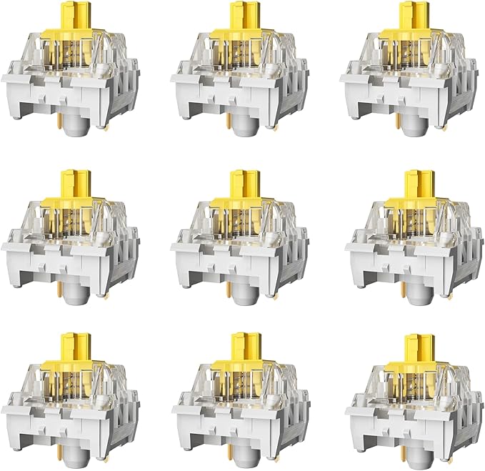 Zhouwang Yellow Keyboard Switches,3-Pin Pre-Lubed Linear Switches for MX Mechanical Gaming Keyboard(Yellow,72PCS)