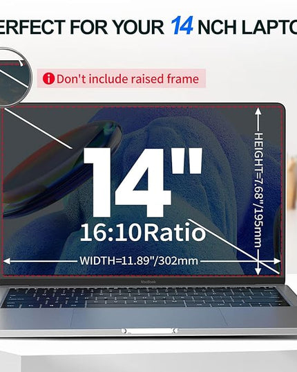 2Pack Magnetic 14 Inch Laptop Privacy Screen 16:10 Aspect Ratio, Removable Anti-Blue/Glare Protector Film, Anti Spy Desktop Security Private Filter 14in
