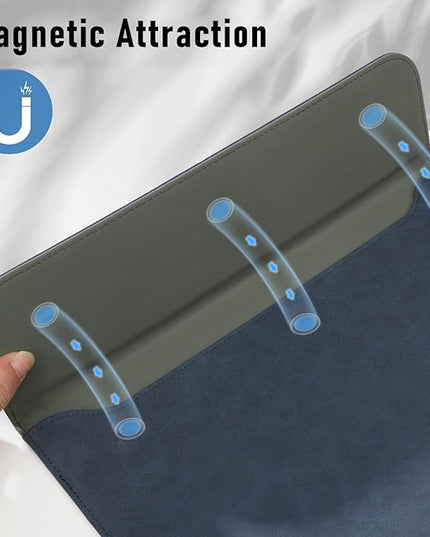 Allinside 13 Inch Laptop Sleeve Case for MacBook Air 13 2018-2025/MacBook Pro 13 2016-2022/Macbook Pro 14 2021-2024, Waterproof Matte PU Leather Horizontal Envelope Protective Case Cover, Navy Blue