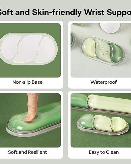 EPOMAKER CloudGel Wrist Rest for Keyboard and Mouse, 2 Pieces Silicone Wrist Support, Anti-Slip Rubber Bottom, Ergonomic Design, Suitable for Office/Computer/Laptop/Gaming (Green)