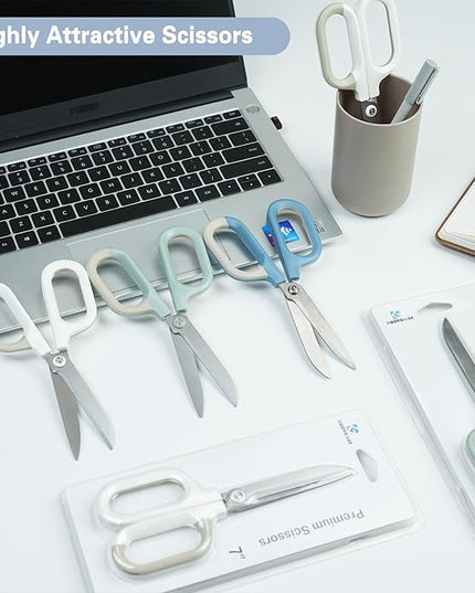 Blue Cute Office Scissors with Comfort-Grip Handles, Sharp Craft Scissors for DIY Art, Sewing, Fabric, Student, Teacher, and Home Use(7", Blue-1Pack)