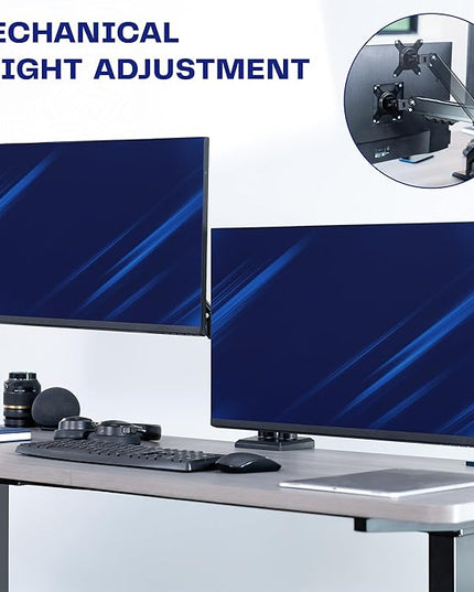 VIVO Aluminum Articulating Dual Monitor Arm for 13 to 30 inch Screens, Desk Mount Tension Spring Monitor Stand for 2 Screens, Black, STAND-V102O