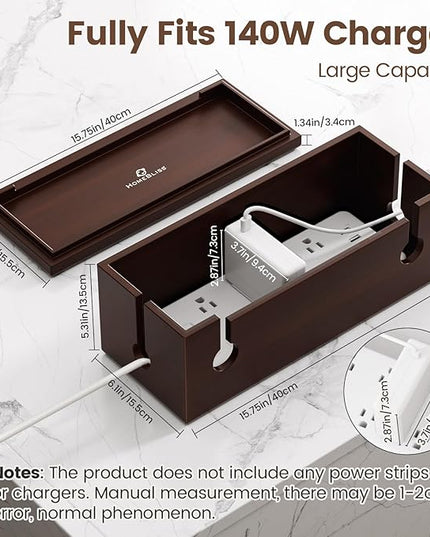 HomeBliss Large Cable Management Box - Stylish Wire Organizer, Wire Concealer and Wire Management Box - Wire Management Box Tall Design for Easy Access（NO Power Strips or Chargers）