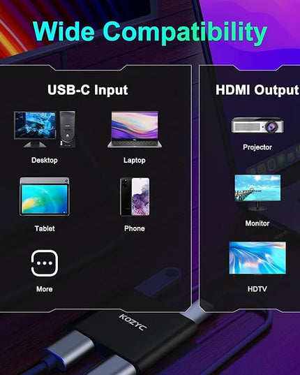 USB C to Dual HDMI Adapter 4K@30Hz, USB C Hub Multiport Adapter with 2xHDMI, USB 3.0, 100W PD, Support USB C to HDMI Splitter Extended Display (MST Only Support Windows), Black