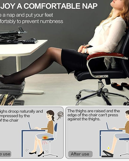 Adjustable Footrest with Removable Soft Foot Rest Pad Max-Load 140Lbs with 4-Level Height and Angle Adjustment Massage Footrest Under Desk for Car Travel, Kid's Writing, Office