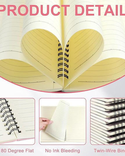 Yahenda 18 Pcs Spiral Notebook Bulk A5 Journal Lined 8.3'' x 5.5'' Writing Composition Paper Small Notepad Subject Notebook for Students Office Business Back to School Supplies (Pink)