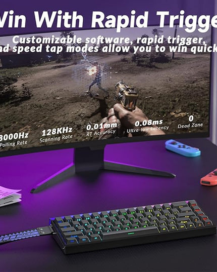 AULA Hero 68 HE Pro - Wired Gaming Keyboard with Hall Effect Magnetic Switch, CNC Aluminum Frame, 8KHz Polling Rate, RGB Box & Backlight, Side Printed Keycaps, 65% 68-key Compact Small Gamer Keyboards
