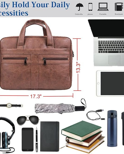 seyfocnia Men's Leather Messenger Bag, Laptop Briefcase Business Satchel Computer