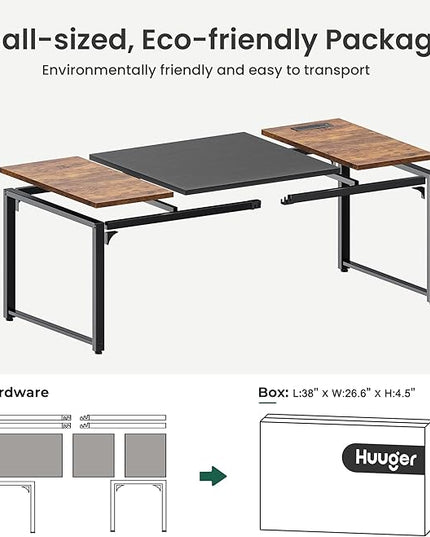 Huuger 63 x 31.5 inch Desk with Power Outlets & USB-C, 1.2 Inch Thicker Desktop, Robust Metal Tubes, Deep Computer Desk, Heavy Duty Office Desk, Work Desk, Rustic Brown and Black