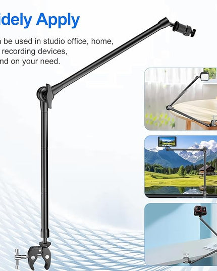 EMART 22inch Articulating Magic Arm Camera Mount with Super Clamp, Friction Power Adjustable Camera Mounts & Clamps with Magicarm and Cold Shoe for Photography/Videography/Webcam/Flash Light