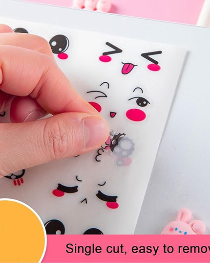 360Pcs Cute Cartoon Face Stickers for for Halloween, Christmas and Valentine's Day Daily Life, Expression Stickers with Colorful Eyes Nose Mouth Creative Stationery Sticker(Cute)