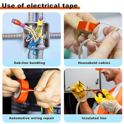 Romeda 9 Pack Electrical Tapes, Electrical Tape Water, Sun, and Oil Resistant, Electrical Tape is Suitable for Most Domestic, Commercial, and Industrial environments - Orange