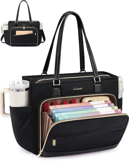 LOVEVOOK Teacher Tote Bag, Laptop Bag for Women with Accordion File Organizer, Nurse Work Bag for Office & Business Supplies