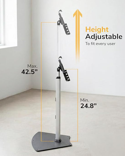 Mount-It! iPad Kiosk Stand, Anti-Theft Floor Stand with Lock, Height Adjustable Universal Tablet Kiosk for 7.9–11 Inch Tablets, Secure Commercial Tablet Stand for Retail & Business