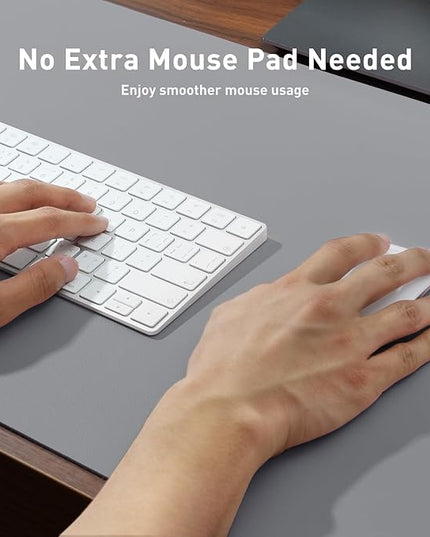 Aothia Faux Leather Desk Mat – Large Mouse Pad, Non-Slip PU Leather Blotter, Waterproof Writing Surface for Office and Home (Light Grey, 47.2" x 23.6")