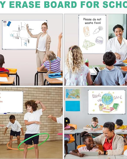H-Qprobd 3' x 2' Whiteboard Dry Erase White Board for Wall 36x24 (2pcs) Magnetic Boards for Office Classroom & Home, Small Wall Whiteboard Including 6 Markers, 20 Magnets, 2 Erasers