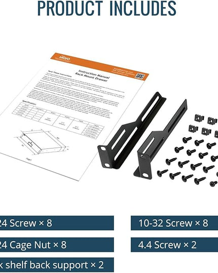 Tecmojo 1U Rack Drawer,Rack Mount Drawer for 19in Network Equipment/Server/AV Rack or Cabinet Enclosure,Sliding and Lockable Server Rack Drawer - Load-Bearing 22lb (10kg),with Cable Management Holes