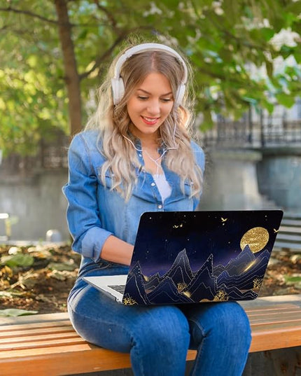 CISSOOK Compatible with MacBook Air 13.6 inch Case 2022 2024 2025 Release Model A2681 A3113 A3240, Plastic Hard Shell Case with Keyboard Cover for MacBook Air 13.6 M2 M3 M4, Gold Moon