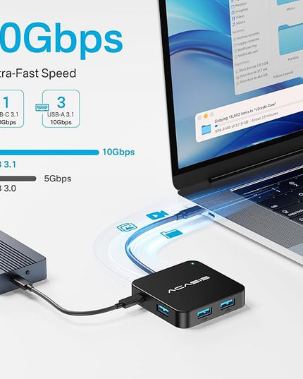 ACASIS USB C Hub 10Gbps, 6-in-1 Multiport Adapter with 4K 60Hz HDMI, 100W Power Delivery, USB A3.2 Data Port, USB C to HDMI Adapter for MacBook, Dell, Lenovo, Surface, iPad PRO, XPS(Black)