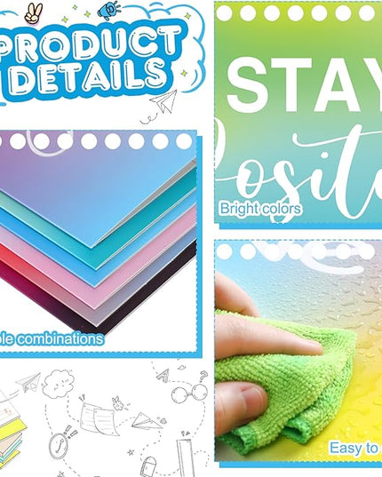 Honoson 24 Pcs Bulk Inspirational Privacy Folders for Students Cardboard Test Privacy Boards Motivational Words Desk Dividers Shield for Classroom School Study Supplies, 6 Styles(Tie Dye)