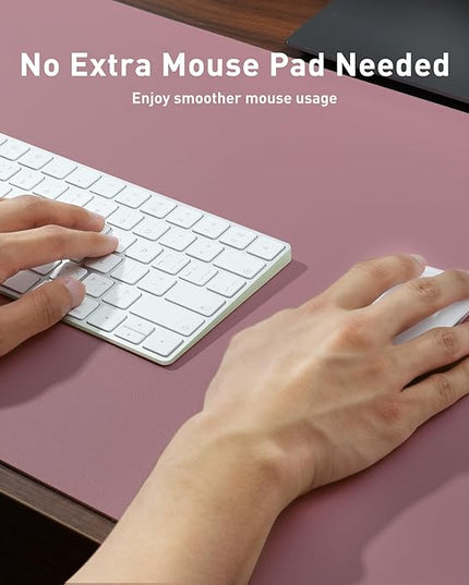 Aothia Faux Leather Desk Mat – Large Mouse Pad, Non-Slip PU Leather Blotter, Waterproof Writing Surface for Office and Home (Dark Pink, 47.2" x 23.6")