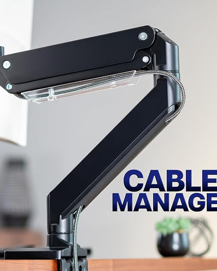 VIVO Premium Aluminum Monitor Arm for Ultrawide Screens up to 49 inches and 33 lbs, Heavy Duty Single Desk Mount, Pneumatic Height, Max VESA 100x100, Black, STAND-V101G1