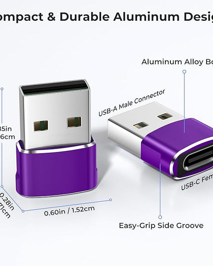 Basesailor USB to USB C Adapter 3 Pack,Type C Female to USB A Male Cable Converter for Apple Watch iWatch Series 7 8,iPhone 15 14 13 11 Max Pro,iPad 10 9,Air 4 5 Mini 6,Samsung Galaxy S23 S22 S21,OTG