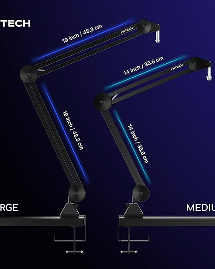 IXTECH Microphone Boom Arm Stand, Heavy Duty Adjustable Mic Stand with Cable Ties, Desk Mount Arm Stand for Gaming Streaming Podcasting.