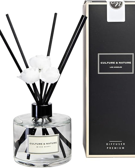 CULTURE & NATURE Reed Diffuser Set 6.7oz (200ml) Mixed Berry Scented Diffuser with Sticks Home Fragrance Reed Diffuser for Bathroom Shelf Decor