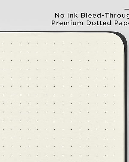 &And Per Se Dotted Journal Notebook, A5 Hardcover Leather Bullet Dotted Journal, 160 Pages 100 gsm Thick Paper, 3 Sheets of Stickers Included (Black)