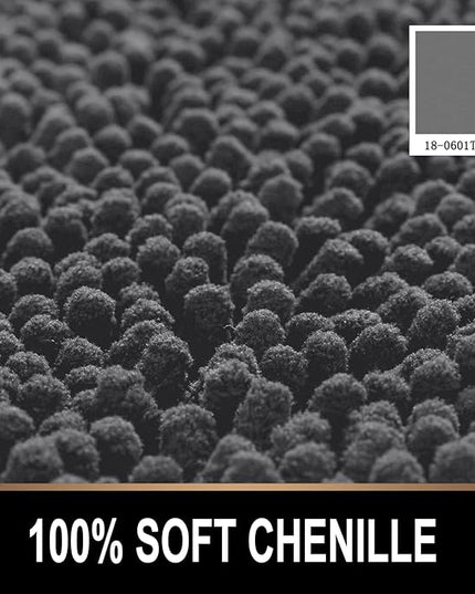 MAYSHINE Round Area Rug Set for Bathroom | Soft Plush Chenille Bath Mat, Water Absorbent Non-Slip Bathroom Rug | Washable Shag Carpet, Bedroom, or Home Décor | 36"x36" (Round) | Charcoal Gray