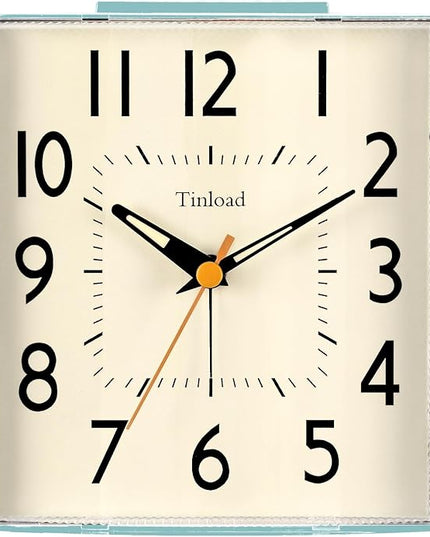 Tinload 4.7" Large Vintage Retro Analog Alarm Clock, Super Silent Non Ticking Clock with Manual Light, Snooze, Battery Operated, Simply Design, for Living Room, Bedroom, Bedside, Desk, Gift Clock