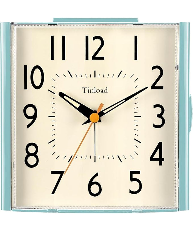 Tinload 4.7" Large Vintage Retro Analog Alarm Clock, Super Silent Non Ticking Clock with Manual Light, Snooze, Battery Operated, Simply Design, for Living Room, Bedroom, Bedside, Desk, Gift Clock